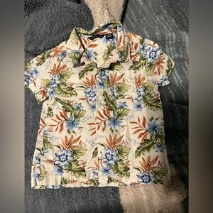 Janie and Jack Boys Button Down Shirt 18-24M Floral Collared EUC